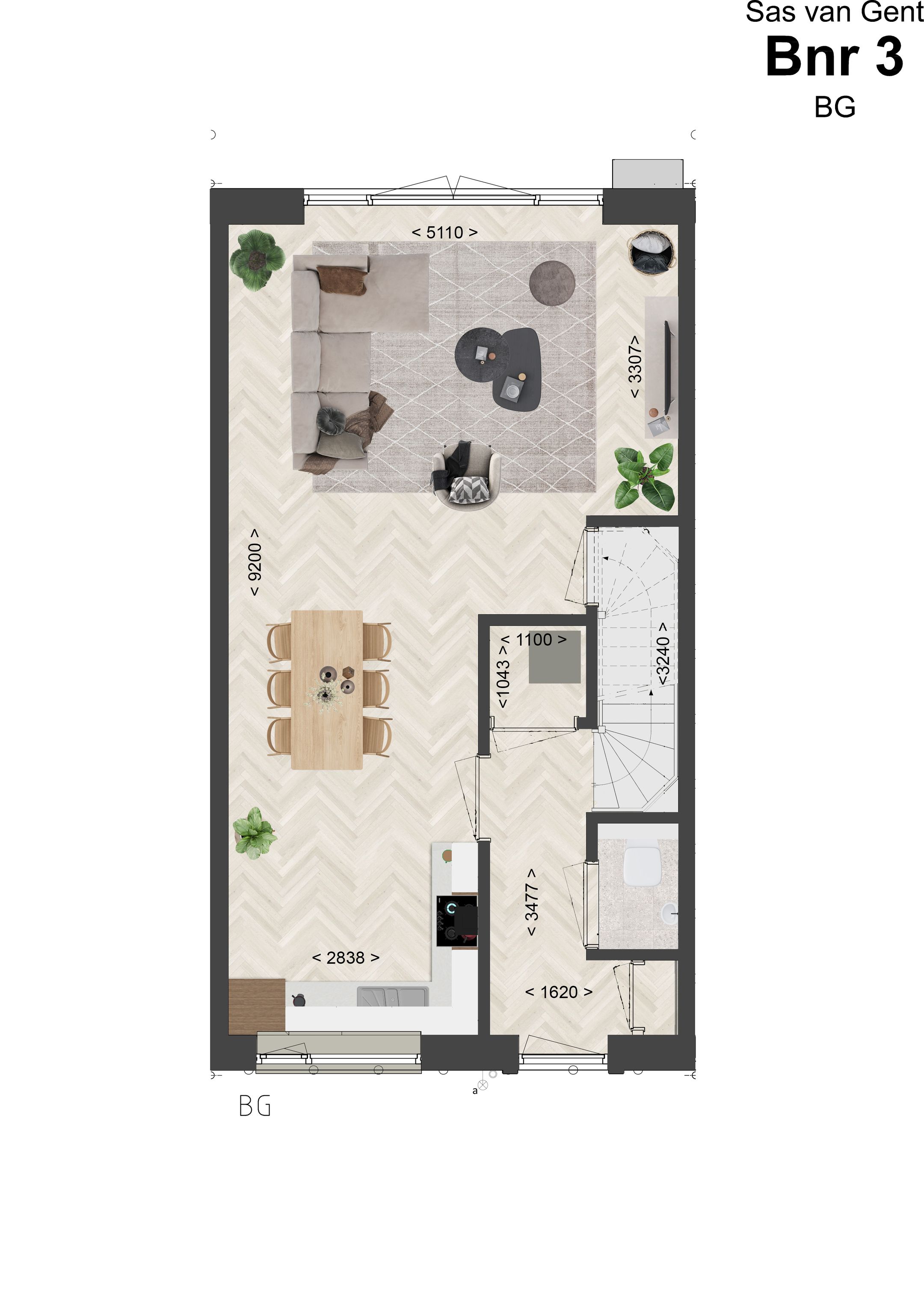 Foto 3 van Hoek- en tussenwoningen (Bouwnr. 3)