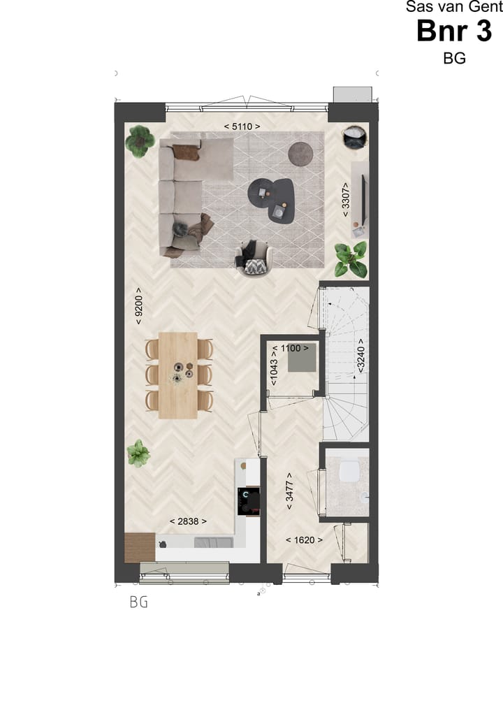 Foto 3 van Hoek- en tussenwoningen (Bouwnr. 3)