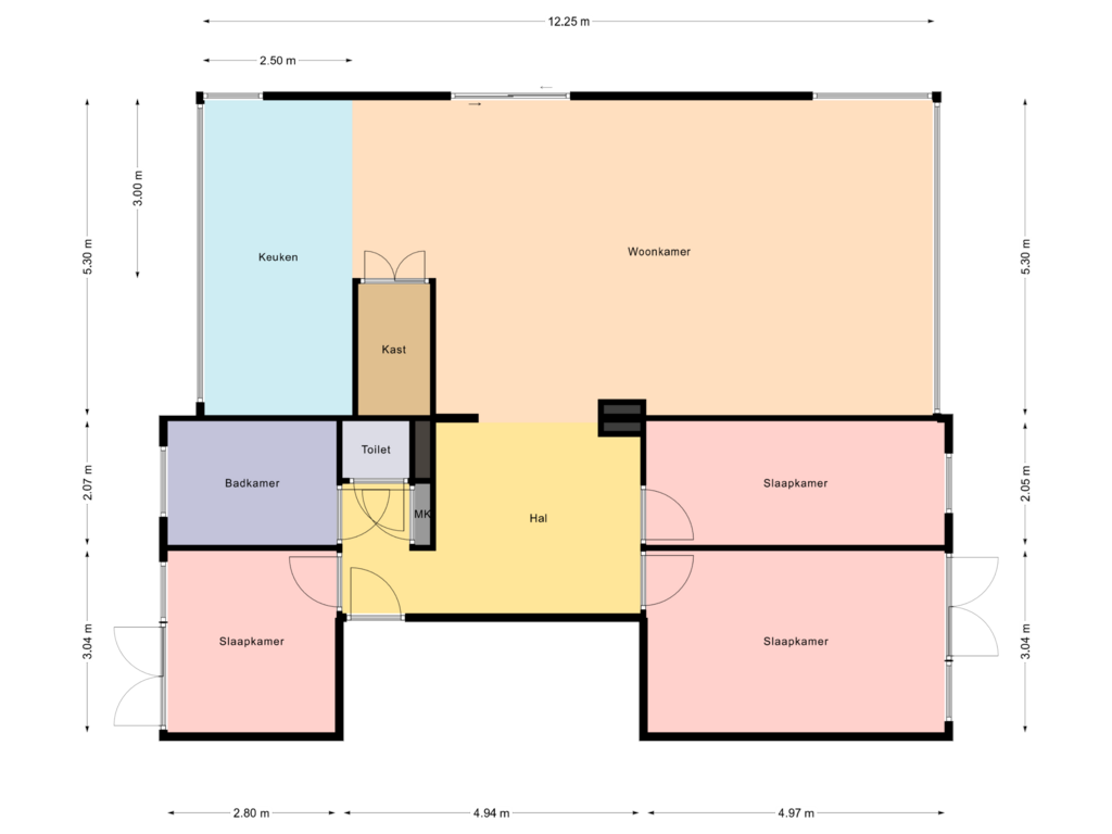 View floorplan of Indeling of Overschiese Kleiweg 669-J