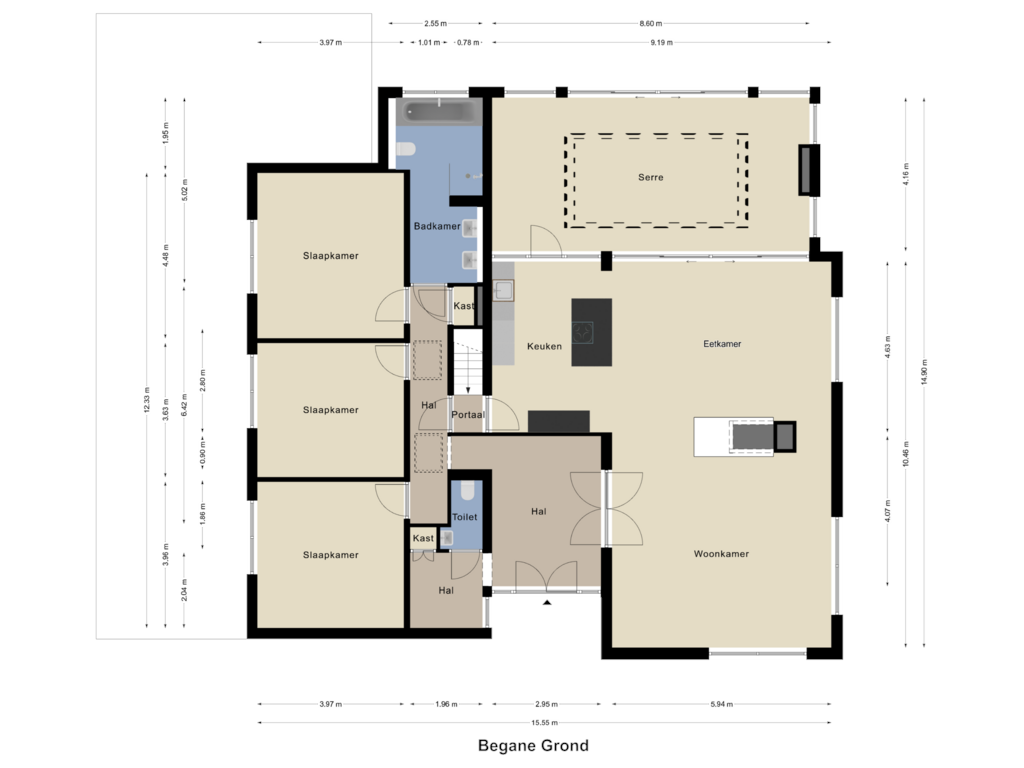 Bekijk plattegrond van Begane Grond van Kruisbergstraat 15-A