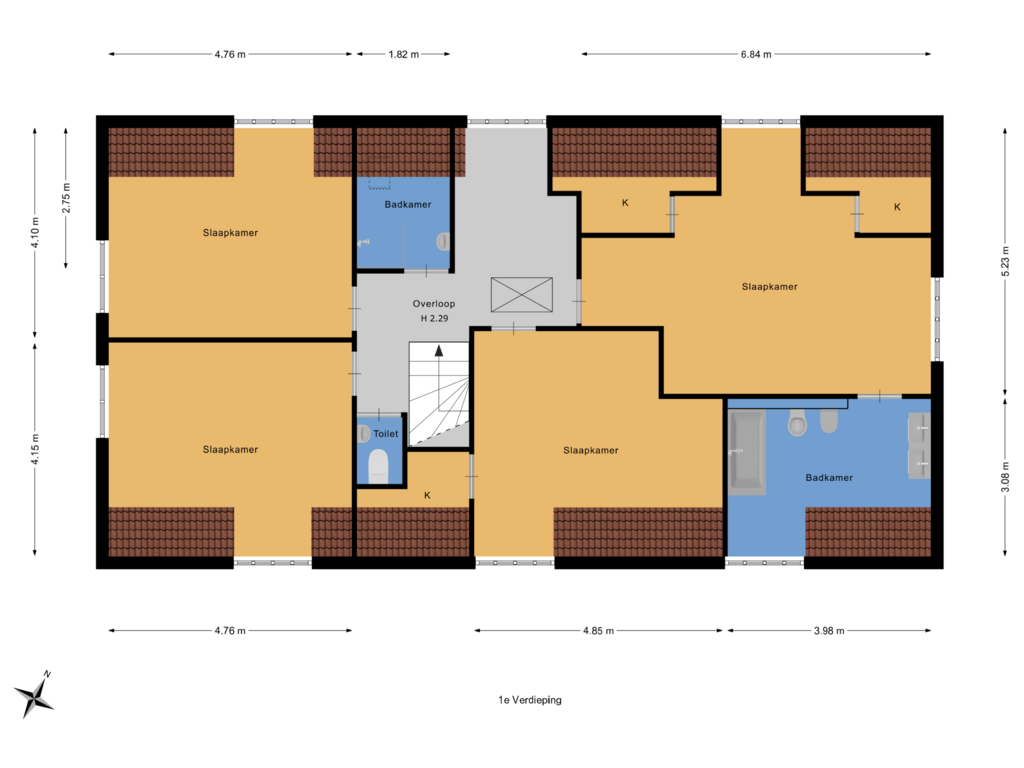 Bekijk plattegrond van 1e Verdieping van Koekoekslaan 2-A