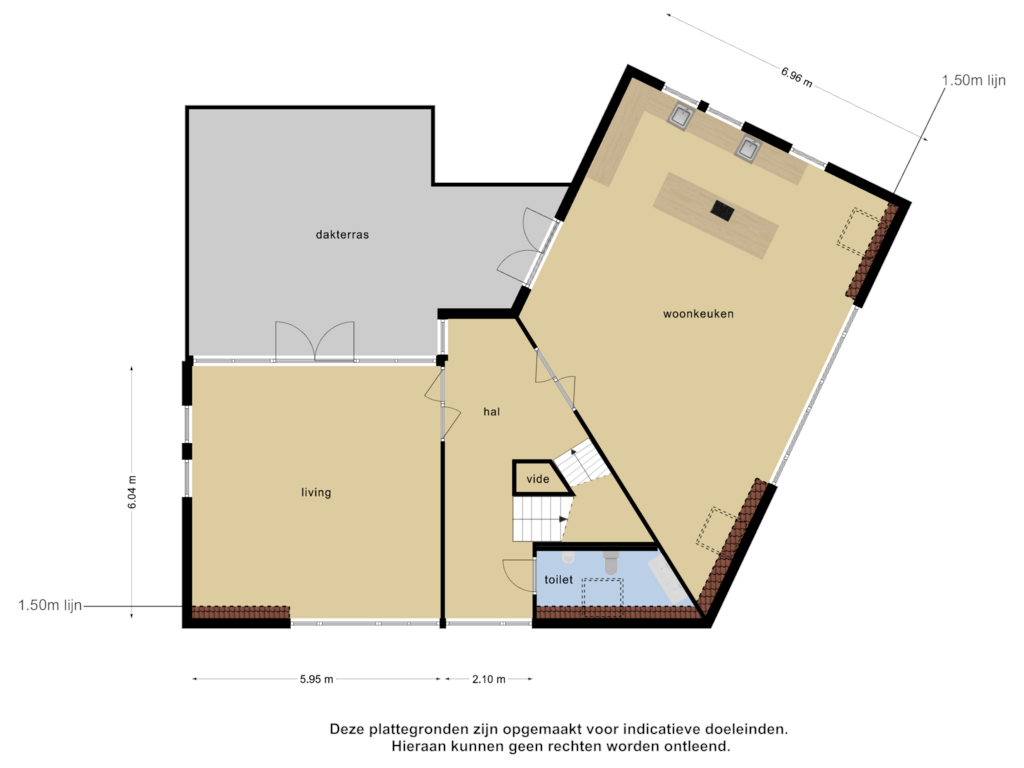 View floorplan of 1e verdieping of Spinozaweg 1