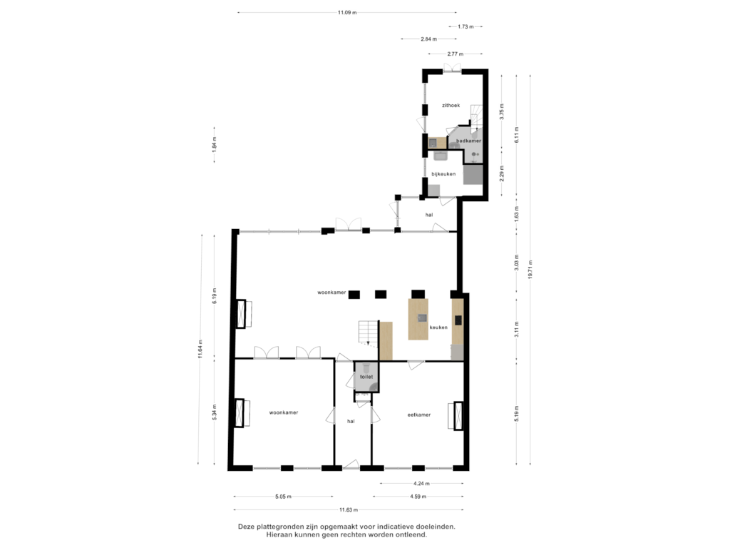 Bekijk plattegrond van Begane grond van Weststraat 16