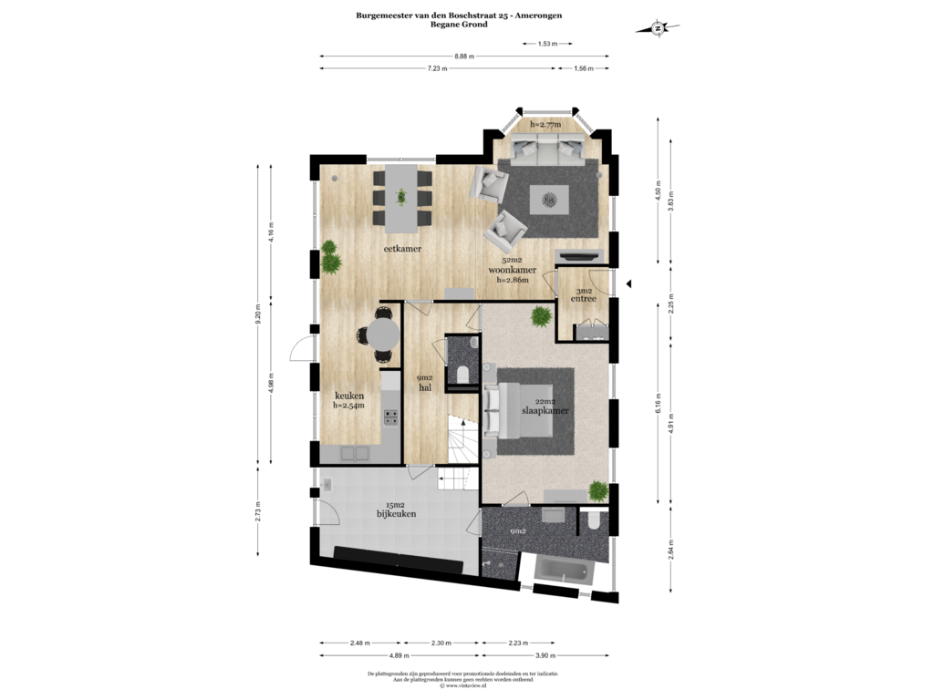 Bekijk plattegrond van BEGANE GROND van Burgemeester van den Boschstraat 25