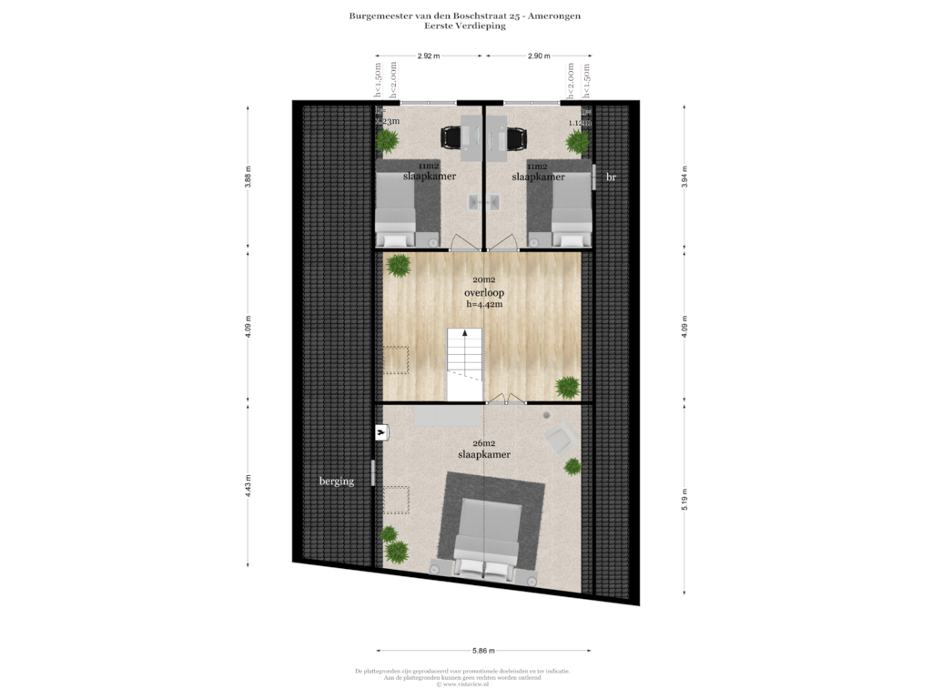 Bekijk plattegrond van EERSTE VERDIEPING van Burgemeester van den Boschstraat 25