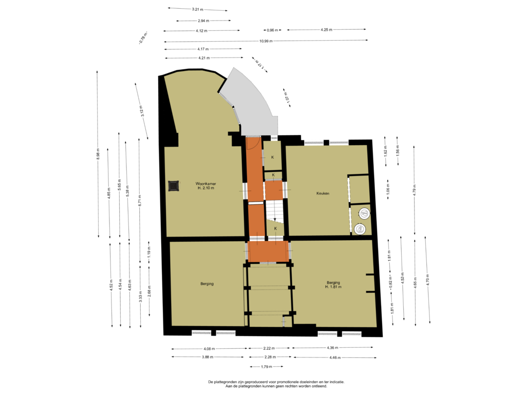 Bekijk plattegrond van Souterrain van Wittevrouwensingel 66