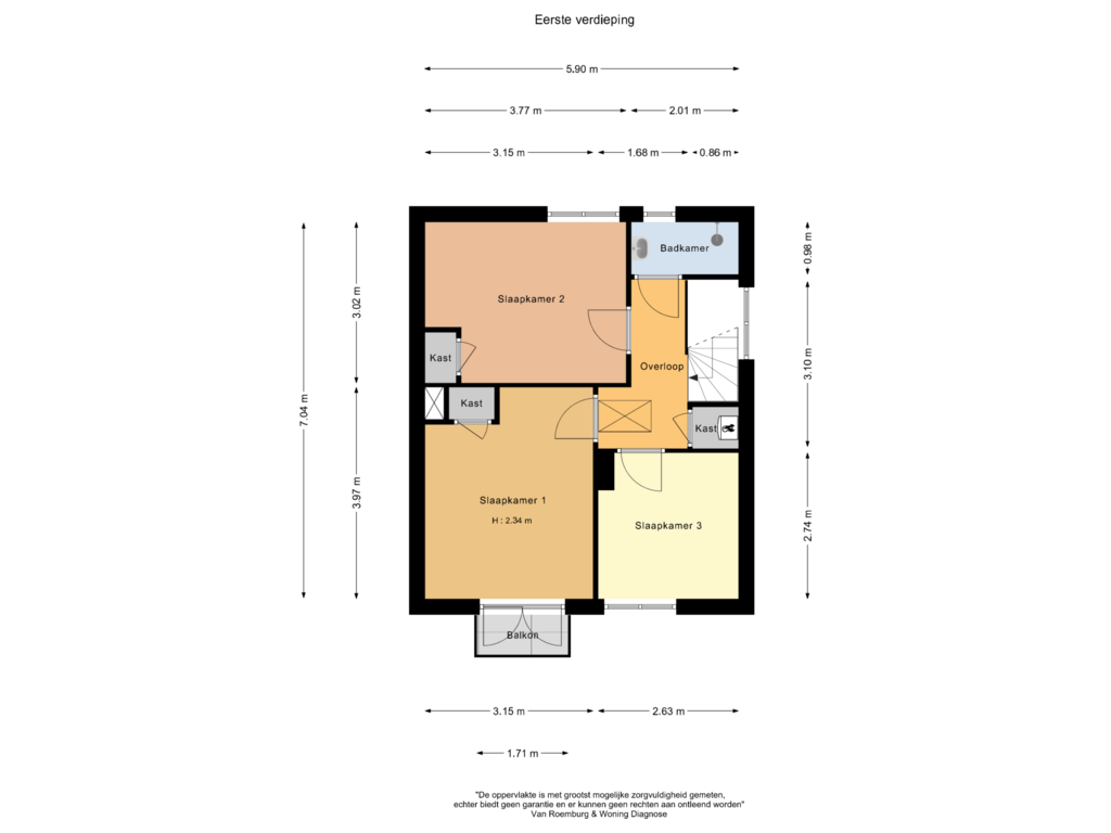 View floorplan of Eerste verdieping of Stichts End 43