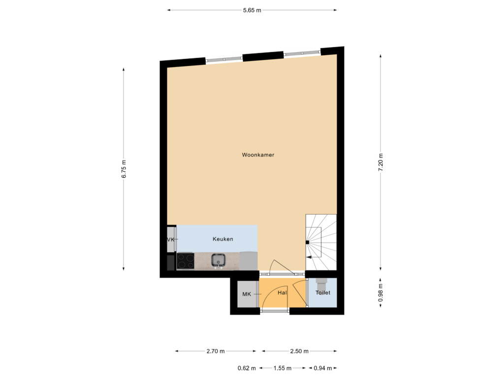 View floorplan of 1e verdieping of Karrenstraat 21