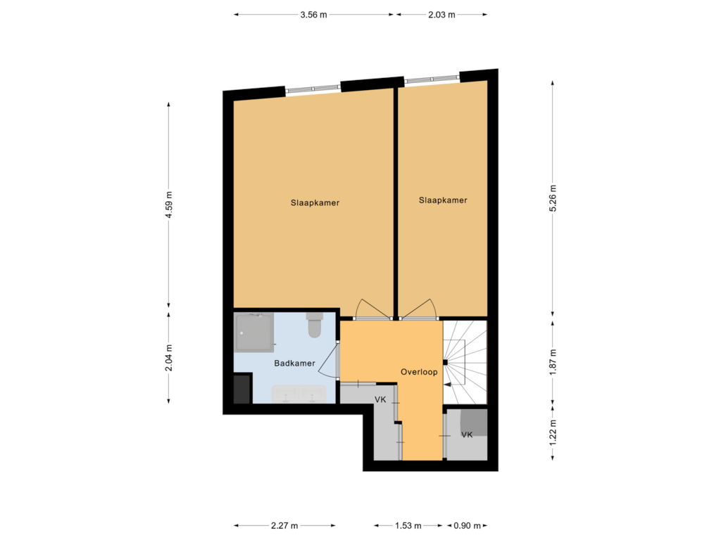 View floorplan of 2e Verdieping of Karrenstraat 21