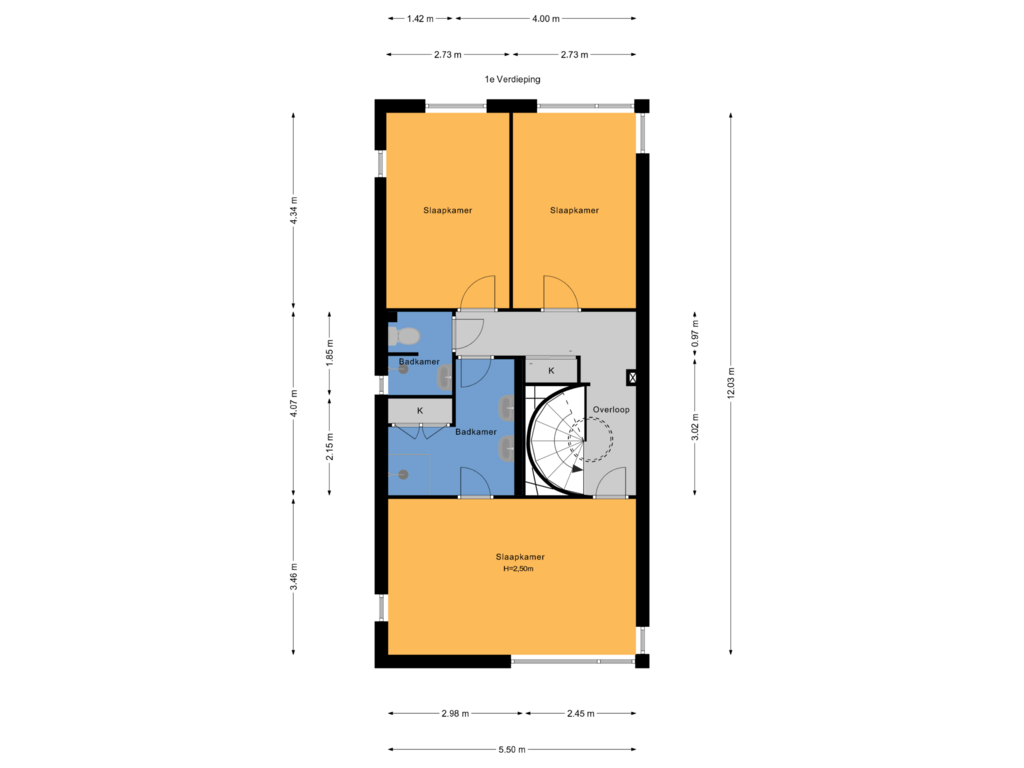 Bekijk plattegrond van 1e Verdieping van Heliotrooplaan 73