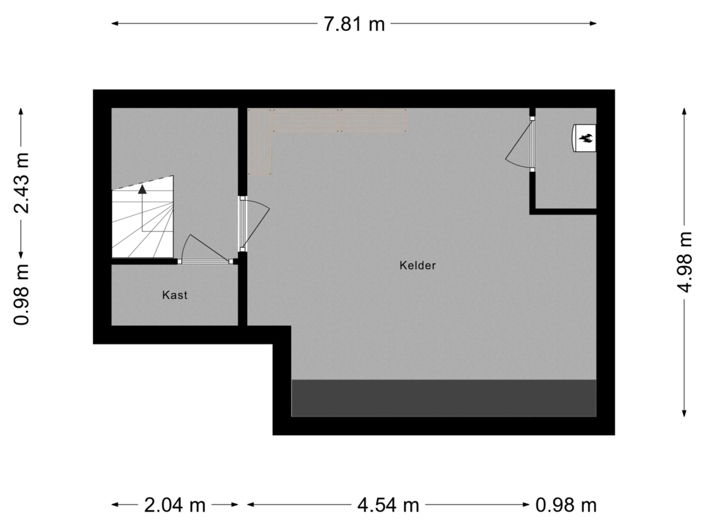 View floorplan of Kelder of Bulkseweg 41