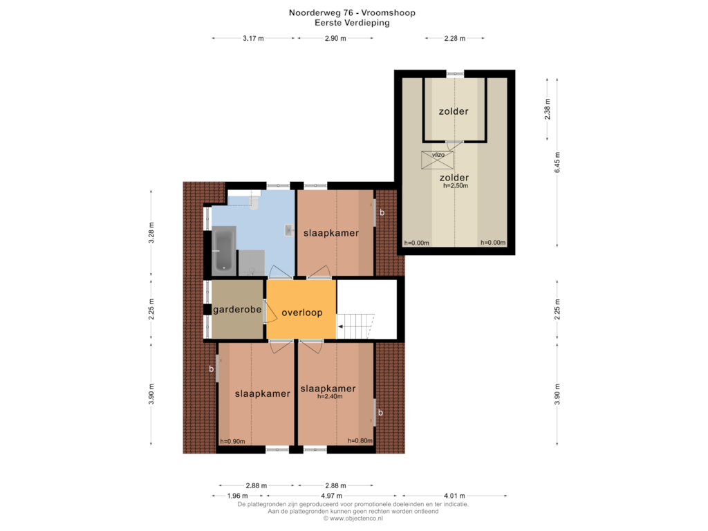 View floorplan of EERSTE VERDIEPING of Noorderweg 76