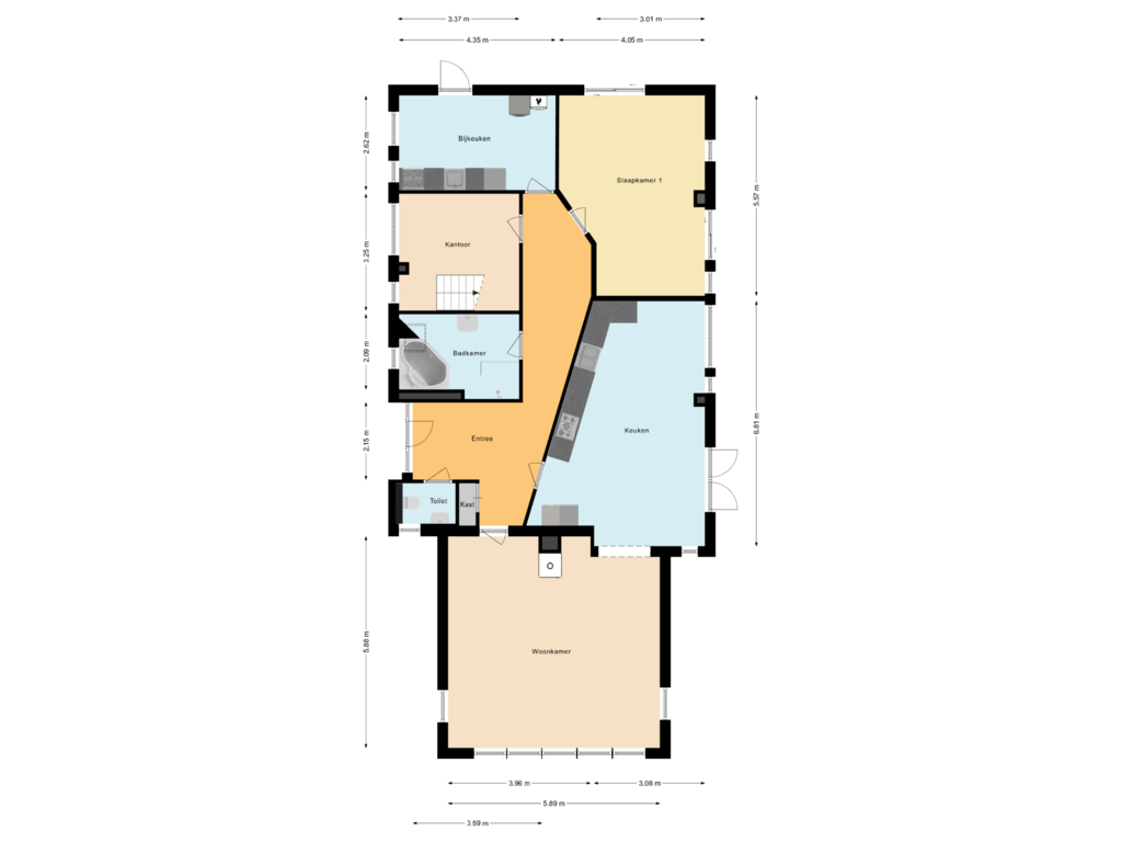 Bekijk plattegrond van Begane grond van Grândyk 9-- 7 T/O