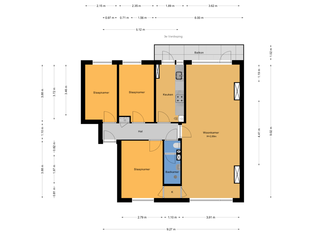 Bekijk plattegrond van 3e Verdieping van Steenlaan 132