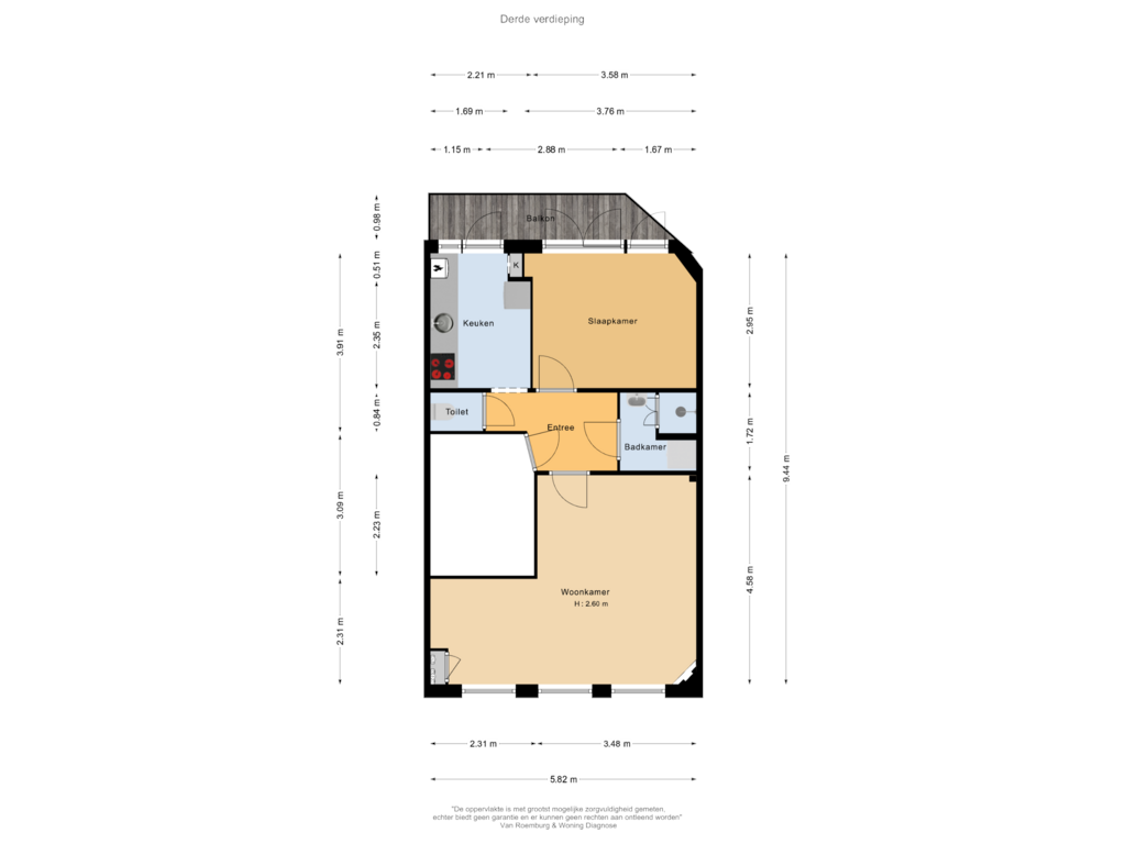 Bekijk plattegrond van Derde verdieping van Postjeskade 13-3