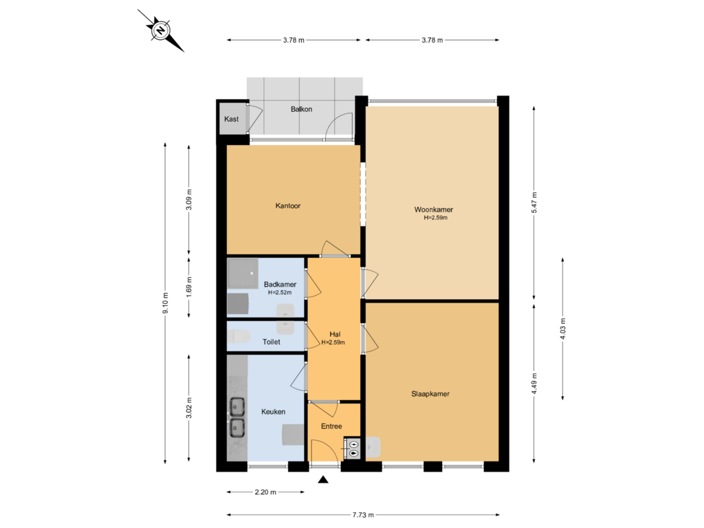 View floorplan of 4e Verdieping of van Galenstraat 212