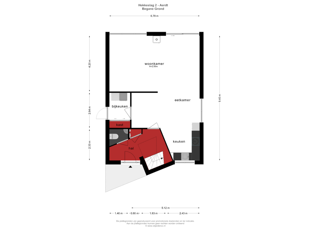 Bekijk plattegrond van BEGANE GROND van Hekkeslag 2