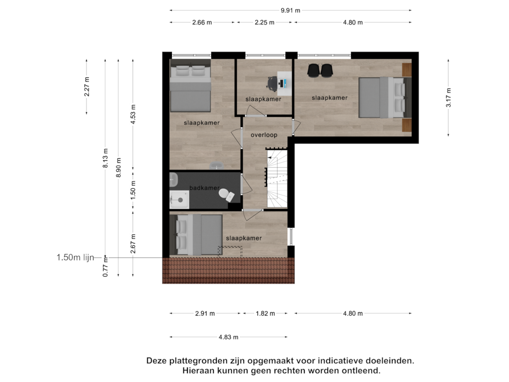 Bekijk plattegrond van 1e verdieping van Spaakstraat 48