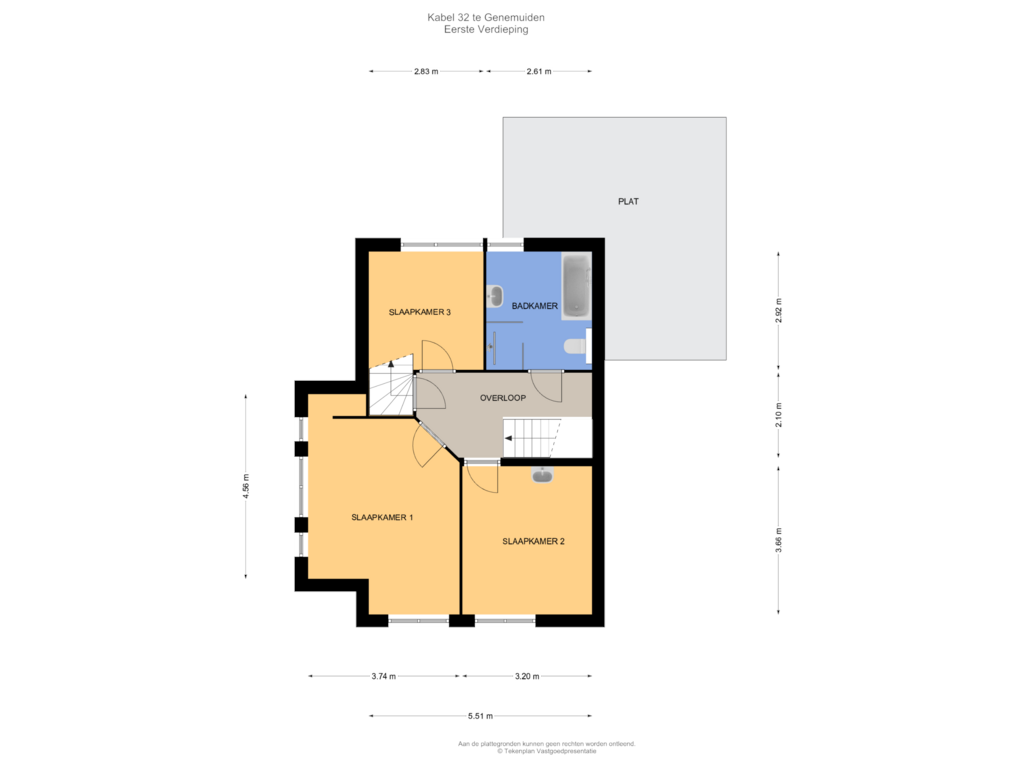 Bekijk plattegrond van Eerste Verdieping van Kabel 32