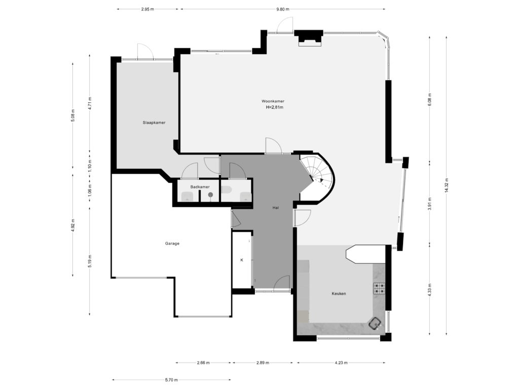 Bekijk plattegrond van Begane Grond van Hoge Rijndijk 91