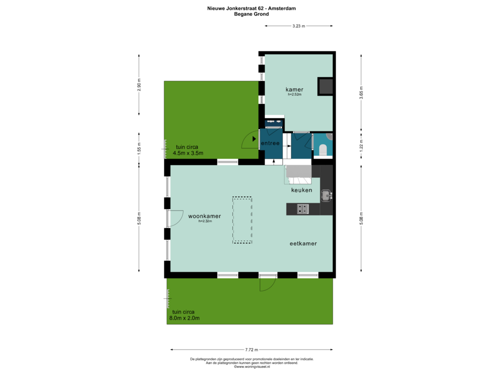 Bekijk plattegrond van BEGANE GROND van Nieuwe Jonkerstraat 62-A