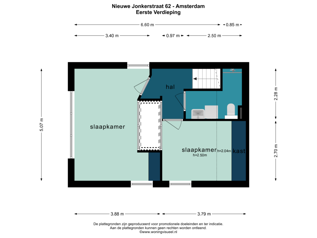 View floorplan of EERSTE VERDIEPING of Nieuwe Jonkerstraat 62-A