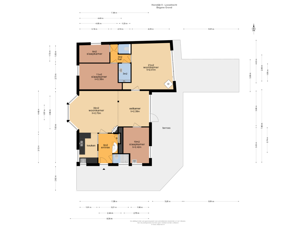 Bekijk plattegrond van BEGANE GROND van Horndijk 8