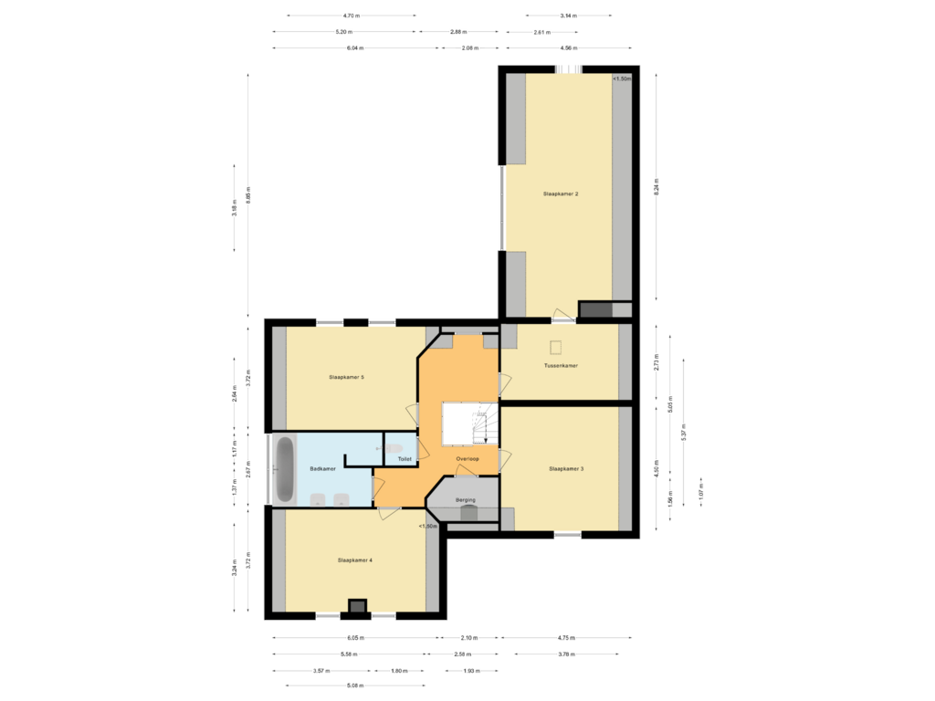 View floorplan of Eerste verdieping of Herenweg 196-A