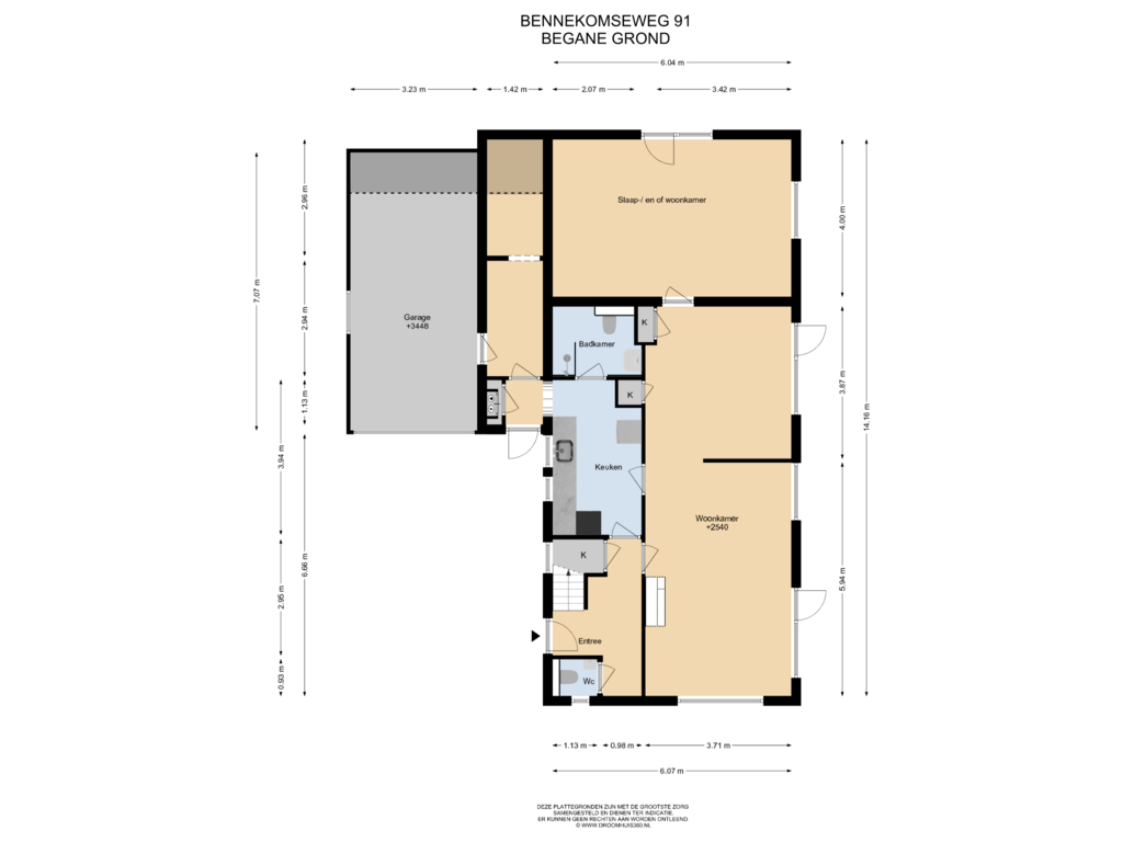 Bekijk plattegrond van Begane Grond van Bennekomseweg 91