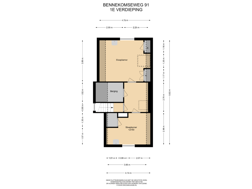 Bekijk plattegrond van 1E Verdieping van Bennekomseweg 91