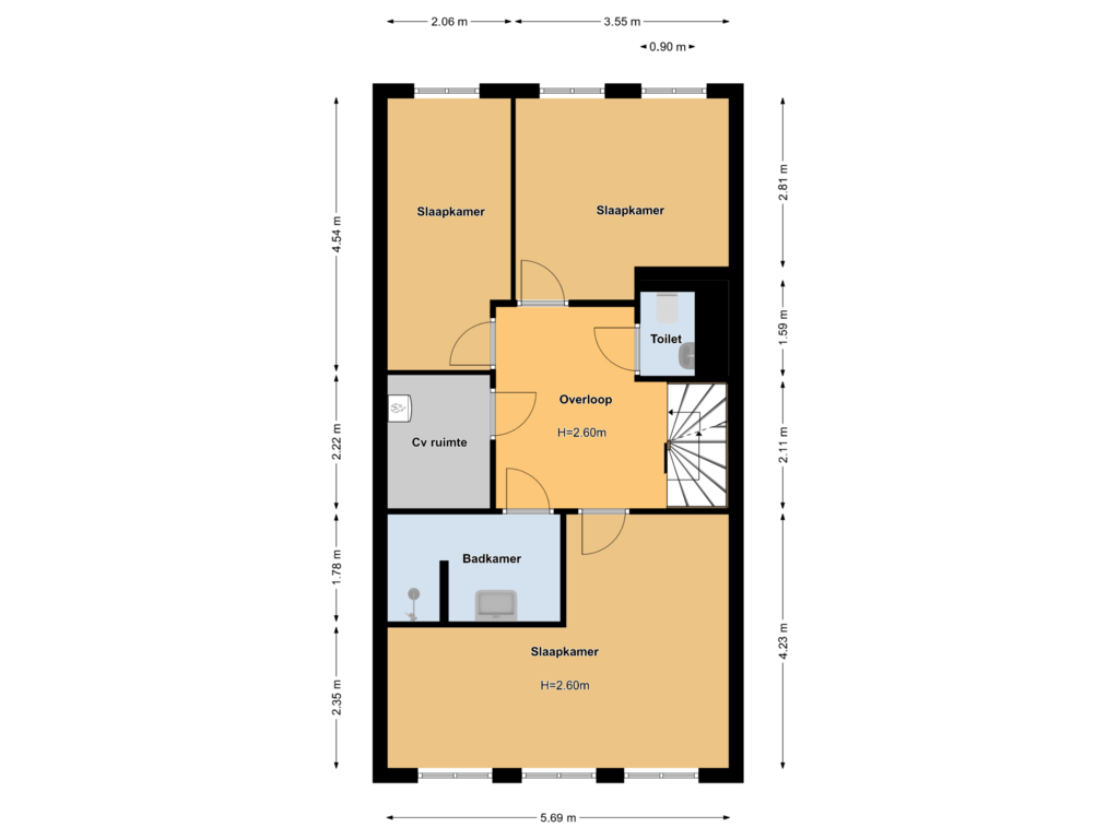 Bekijk plattegrond van Tweede Verdieping van Boegspriet 28