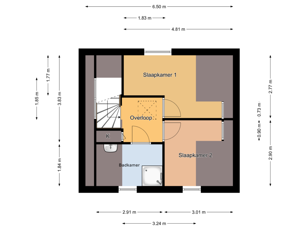 View floorplan of Eerste verdieping of Doolhof 65