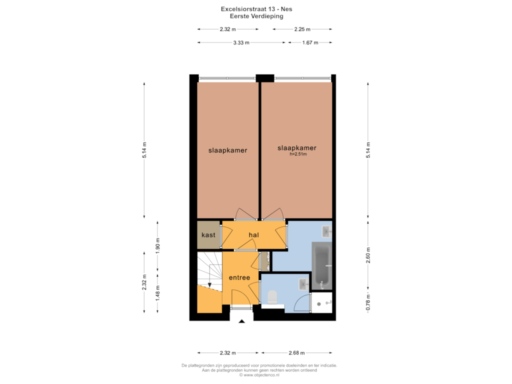 View floorplan of EERSTE VERDIEPING of Excelsiorstraat 13