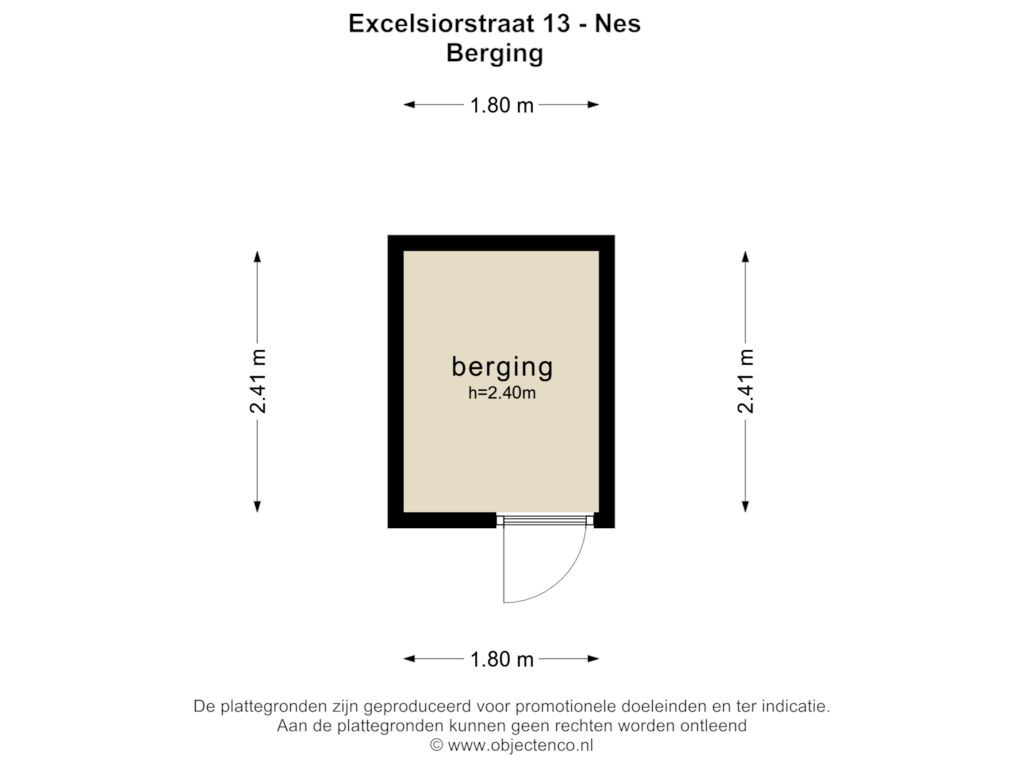 View floorplan of BERGING of Excelsiorstraat 13