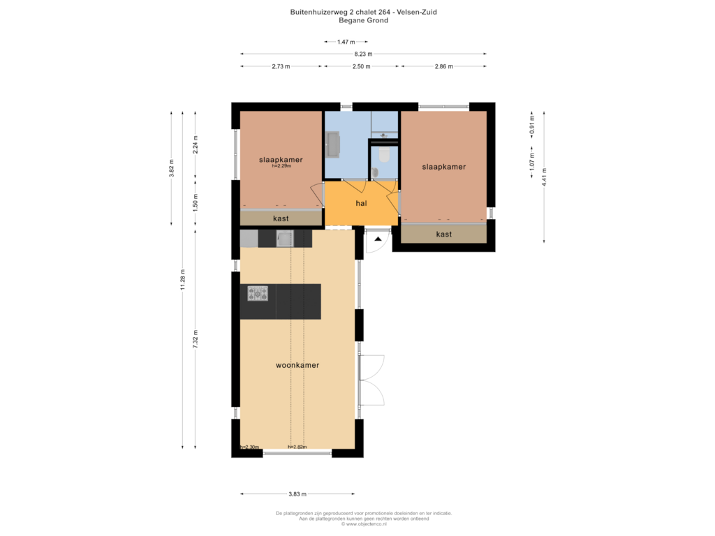 Bekijk plattegrond van BEGANE GROND van Droompark Buitenhuizen 264