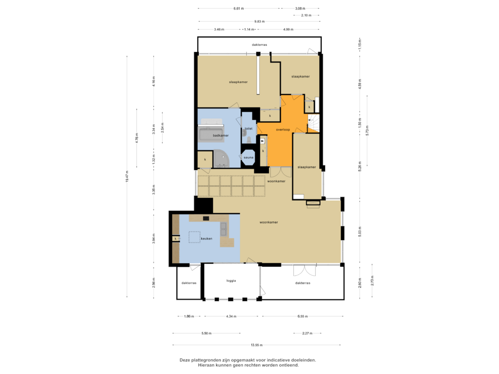 View floorplan of 1e verdieping of Raadhuisplein 25-A