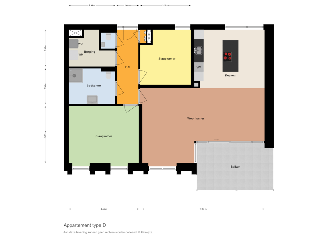 View floorplan of Appartement type D of Type D, Hemrikkwartier (Bouwnr. 21)