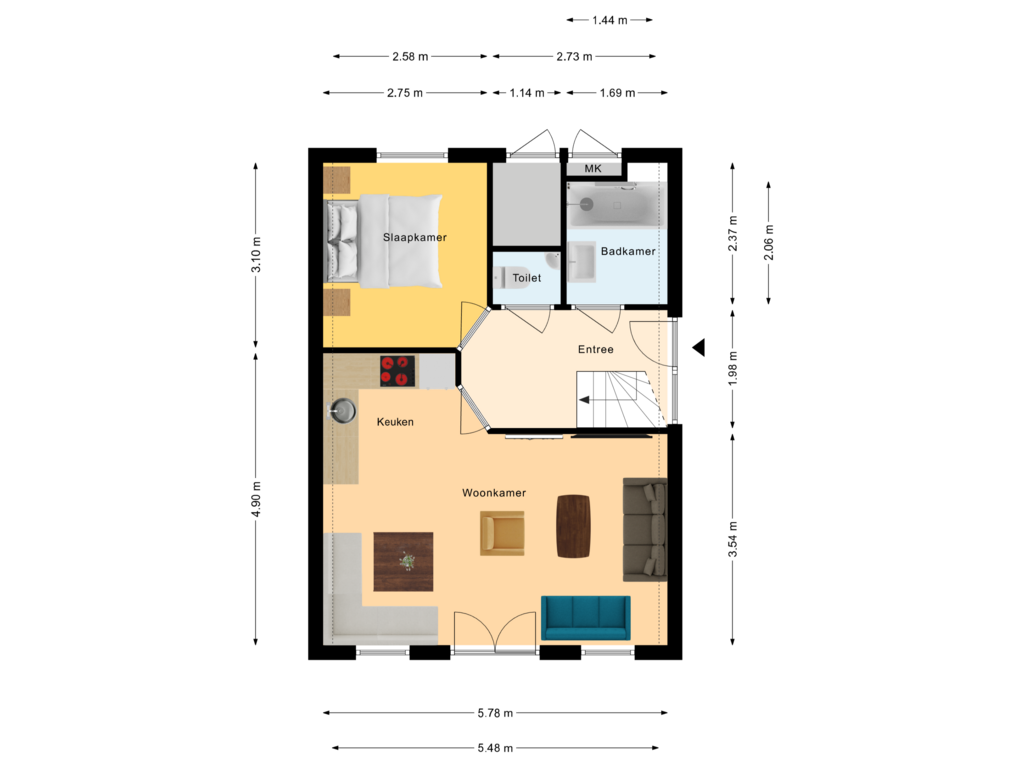 Bekijk plattegrond van Begane Grond van Boslaan 1-3