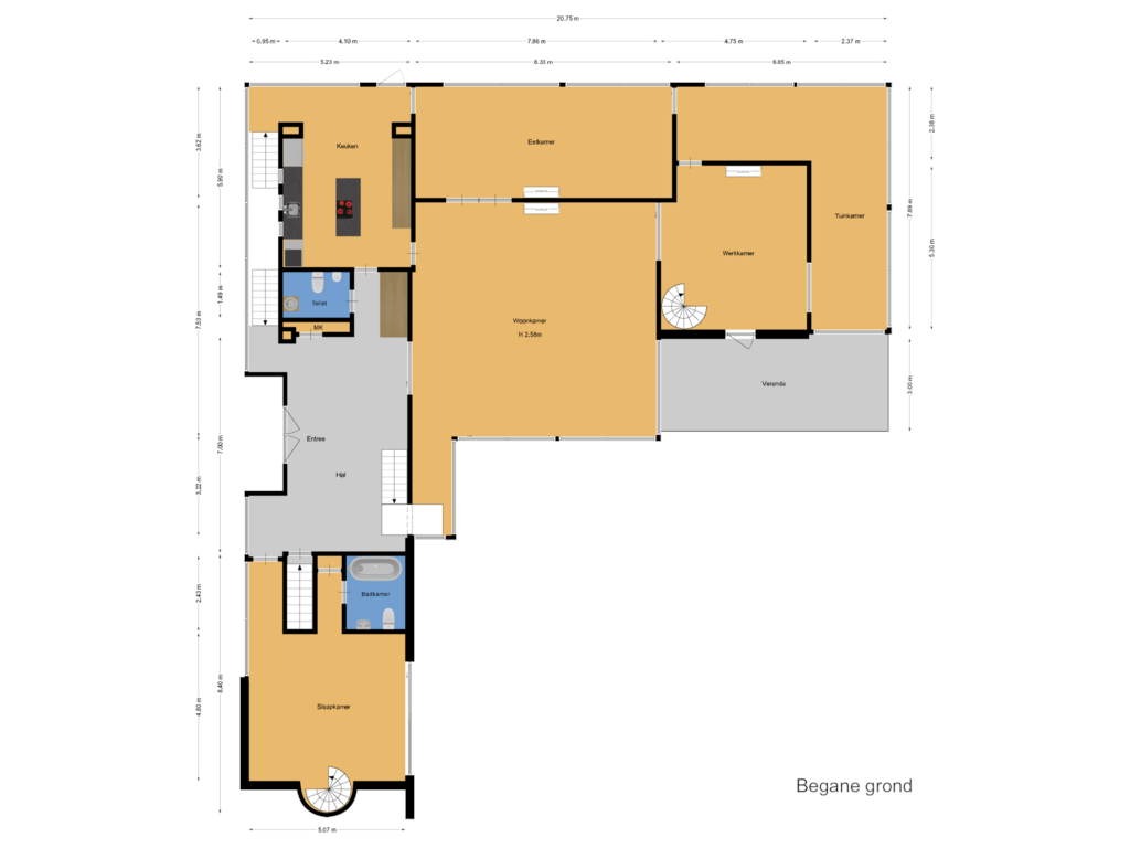 Bekijk plattegrond van Begane grond van Dennenlaan 7