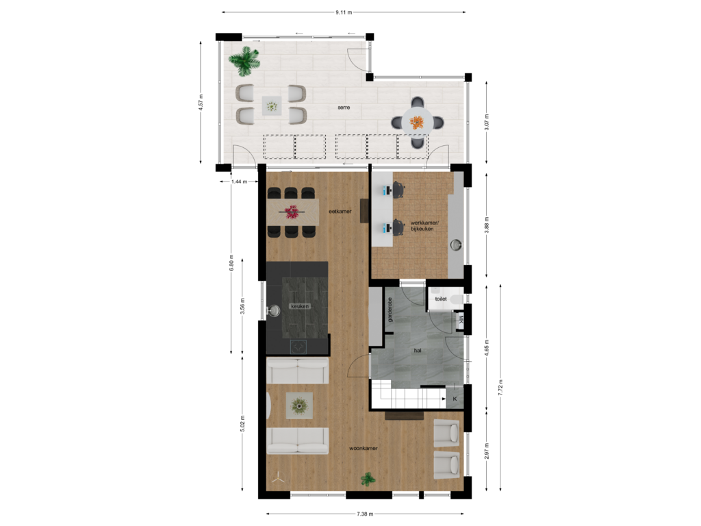 Bekijk plattegrond van Begane grond van Longinastraat 113