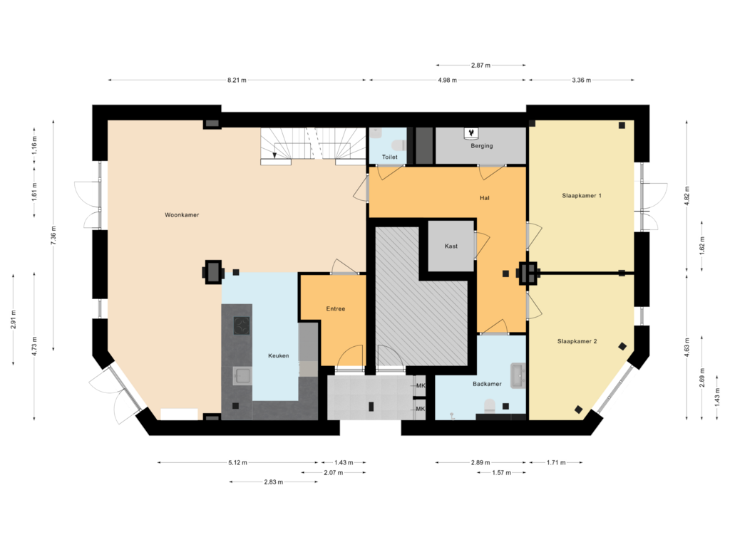 Bekijk plattegrond van Begane grond van Nassaulaan 2-A