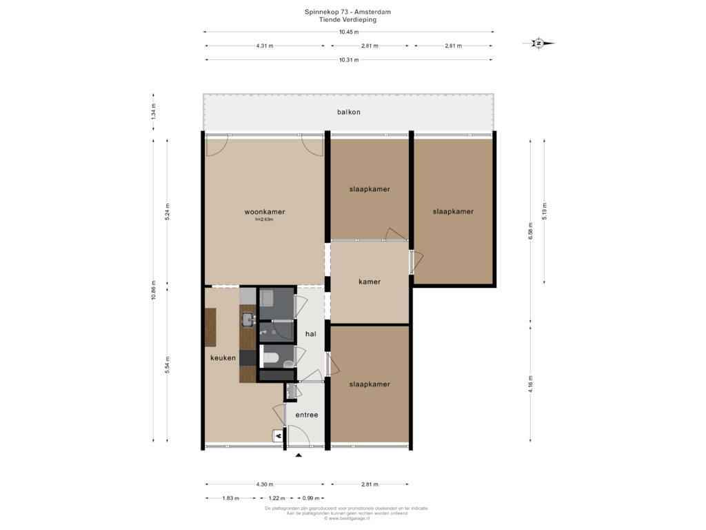 Bekijk plattegrond van TIENDE VERDIEPING van Spinnekop 73