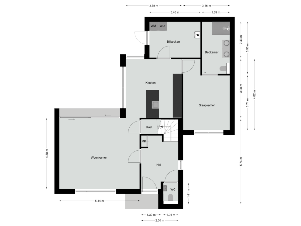 Bekijk plattegrond van Begane grond van Zwartemolenhof 24-D