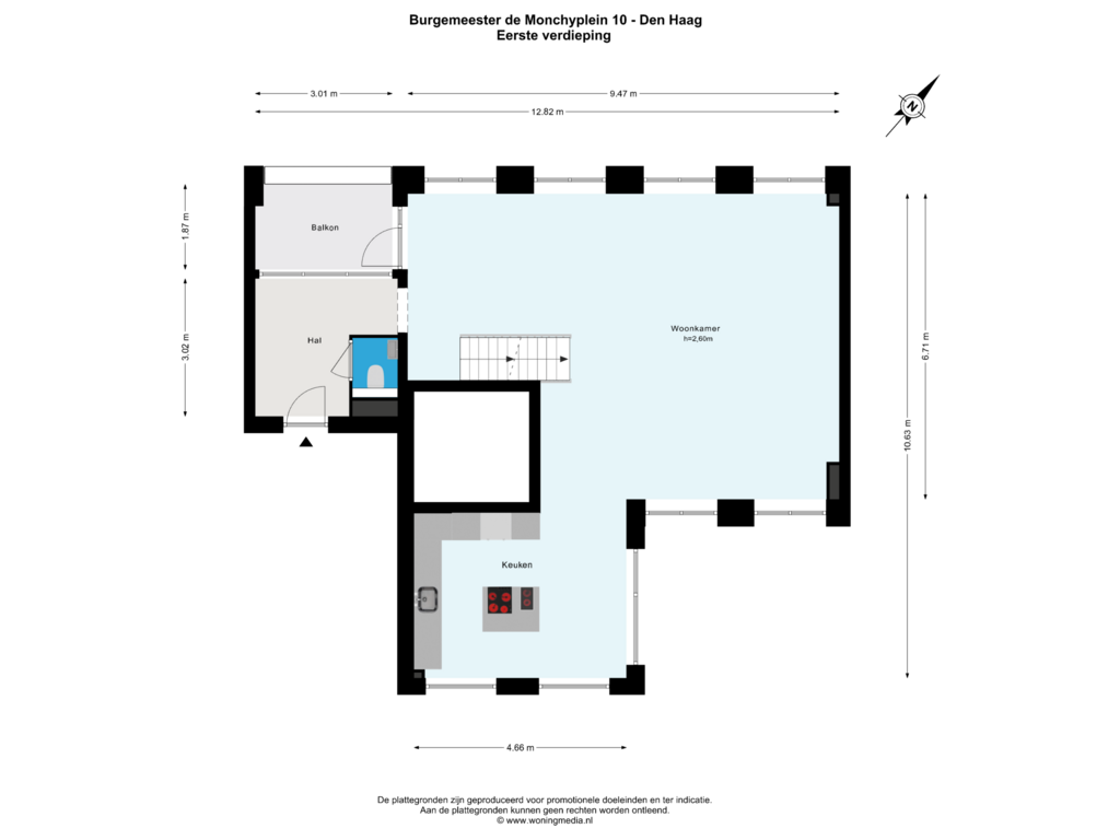 View floorplan of Eerste verdieping of Burgemeester De Monchyplein 10