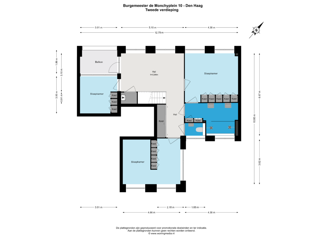 View floorplan of Tweede verdieping of Burgemeester De Monchyplein 10