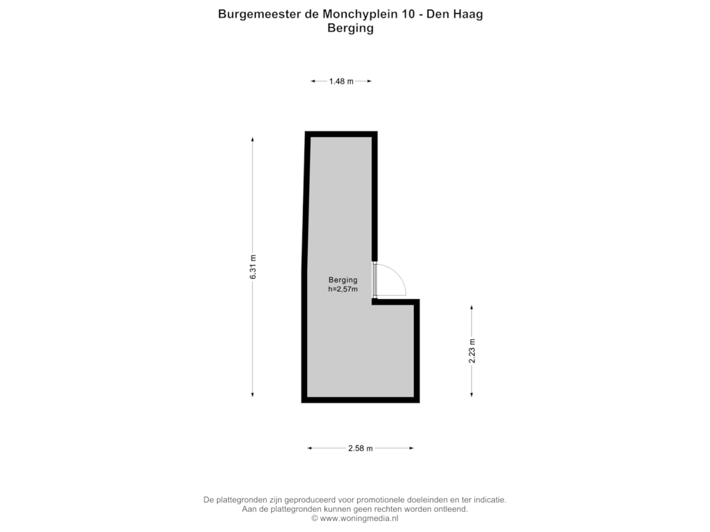 View floorplan of Berging of Burgemeester De Monchyplein 10