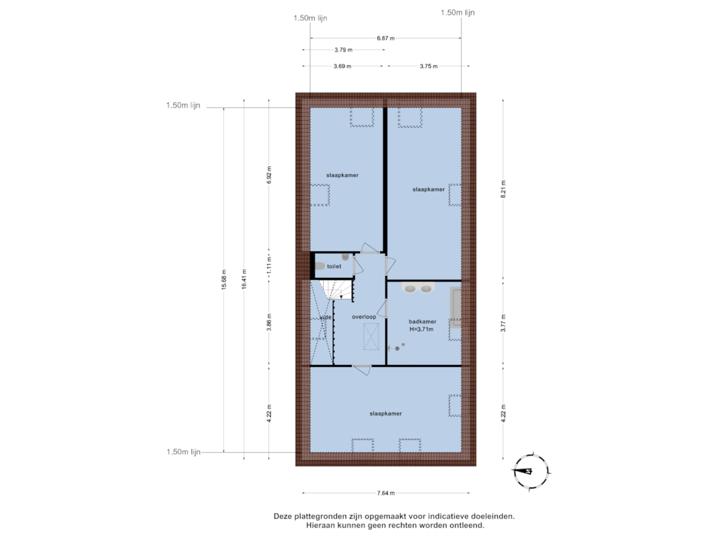 View floorplan of 1e verdieping of Broekermeerdijk 23-A