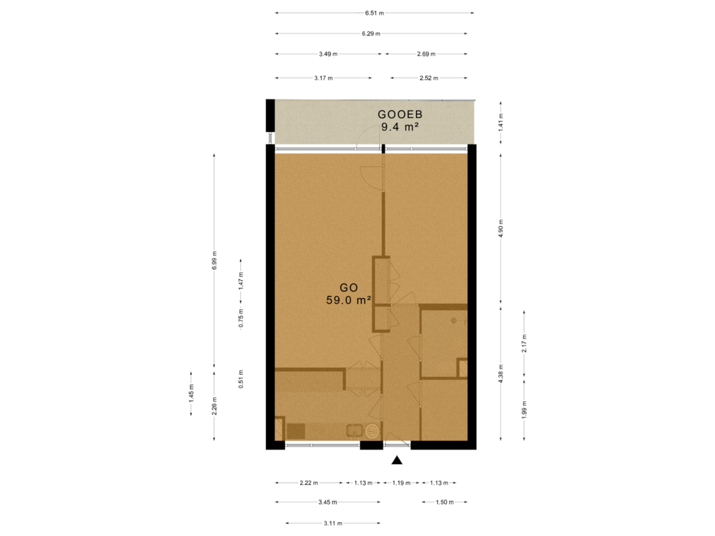 Bekijk plattegrond van Appartement (copy) van Bredenoord 210