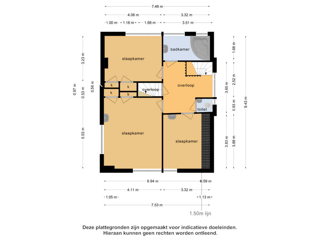 Bekijk plattegrond van 1e verdieping van St. Janstraat 14