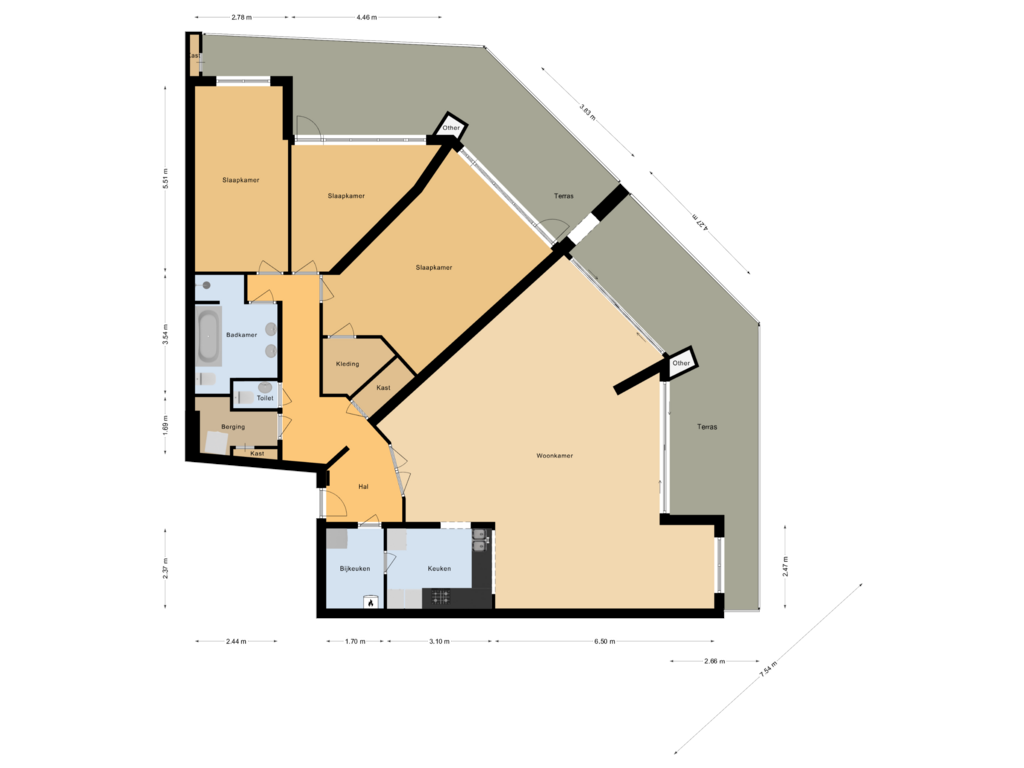 View floorplan of Aparttement of Oude Bennekomseweg 37